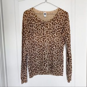 GAP Leopard Print Cardigan Sweater